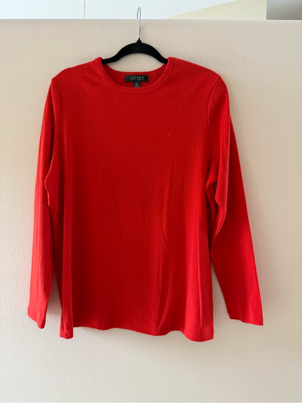 Lauren Ralph Lauren Women’s Coral Red Long Sleeve Crewneck Tee